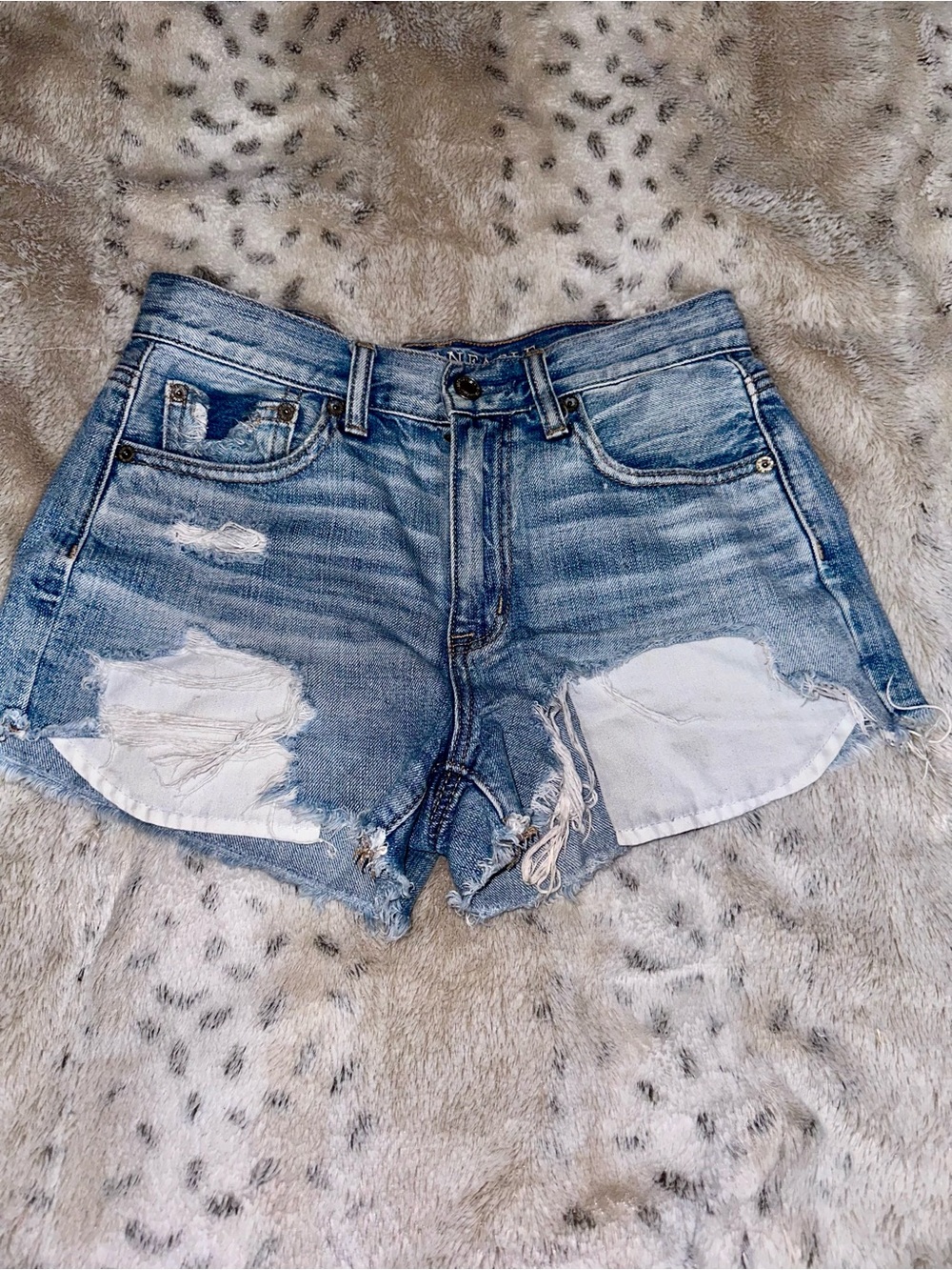 American Eagle Outfitters Distressed Light Blue Denim Shorts